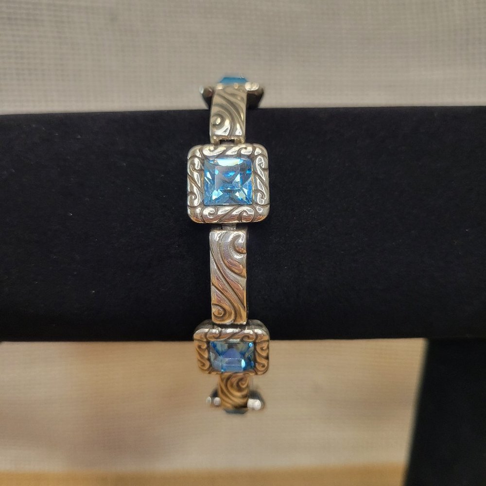 Brighton Aqua Glass Link Bracelet